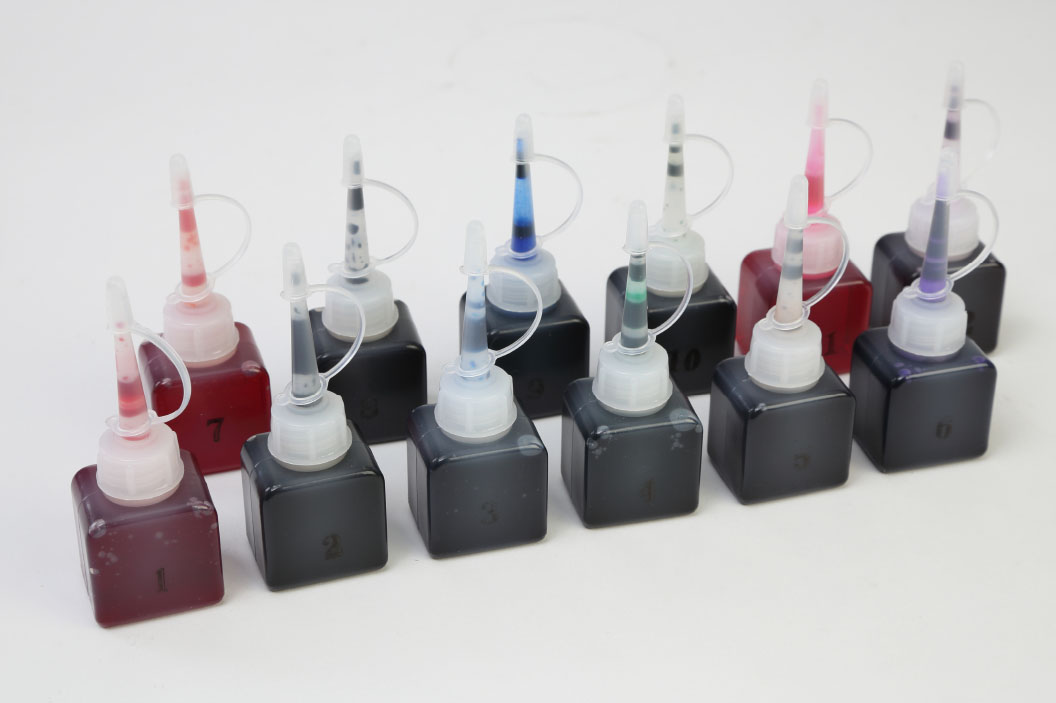 Set of 12 refill ink colours for 12 point Chino temp. chart recorder 