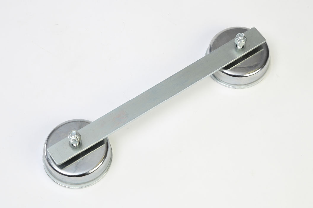 Assembled pair of high strength limpet magnets with cross bar.